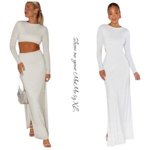 Show Me Your Mumu White Sleek Maxi Dress Reversed Cut Out XL
